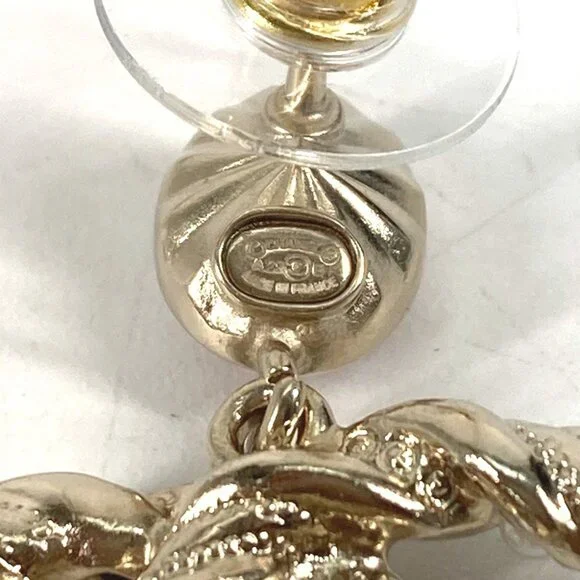 CHANEL Pink Pearl Logo Earrings